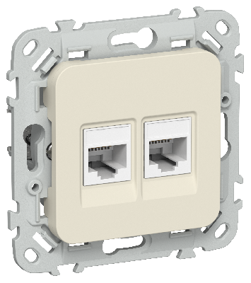 FLITE Розетка 2-местная компьютерная RJ45 категория 5Е UTP РК5е-2-0-ФлСл сливочный IEK