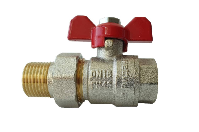 Кран шаровой BVR-FR с накидной гайкой и ниппелем (американка) DN 20 PN40 Т от -20С +120 град. материал корпуса латунь CW602N