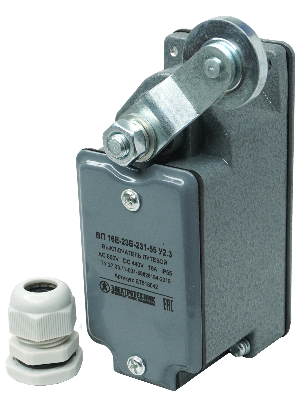 Выключатель путевой ВП16Е-23Б-231-55 У2.3 рычаг с роликом с сальником ход вправо самовозврат