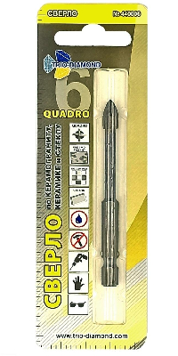 Сверло по керамике и стеклу квадро 6 мм