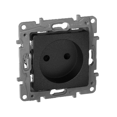 ETIKA Розетка без заземления со шторками антрацит винтовые зажимы