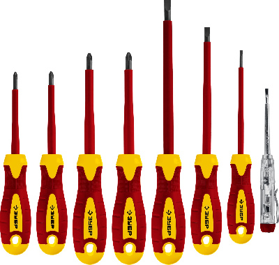 Набор: Отвертки SL 3, 5, 6 / PH 1, 2 / PZ 1, 2, тестер 100-250 В, ''Профессионал'' , в кейсе, 8 предметов