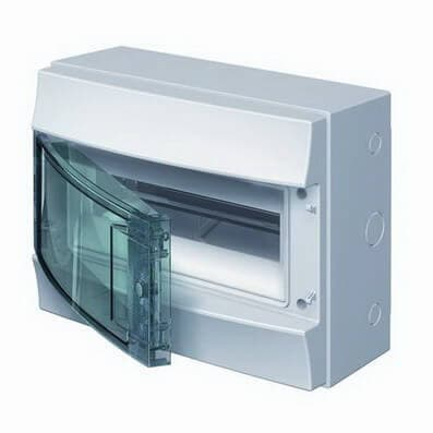 Щит распределительный навесной 12 модулей ЩРн-п-12 пластиковый Mistral65 серая прозрачная дверь с клеммами IP65 (65P12X12A)