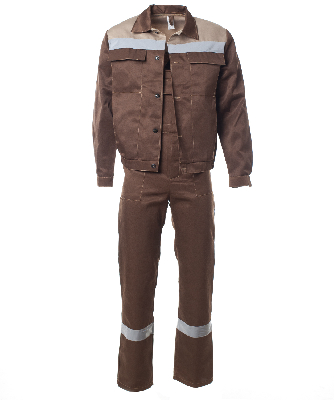 Костюм ОПТИМАЛ с СОП летний куртка, полукомбинезон коричневый/бежевый (56-58)112-116/182-188