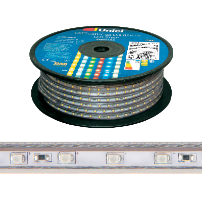 ULS-2835-60LED/m-10mm-IP67-220V-8W/m-50M-RED Светодиодная гибкая герметичная лента. Бобина 50 м. Красный свет. TM ., шк 4690485084471