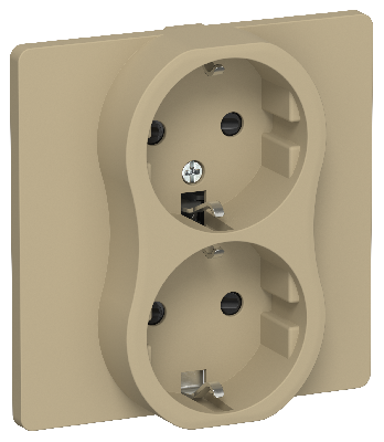 FLITE Розетка 2-местная с заземлением с защитными шторками безвинтовое крепление 16А в сборе РСш12-1-К-ФлХ хаки IEK