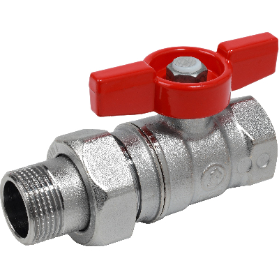 Кран шаровой хромированный со сгоном R259D Ду 15 1/2' Ру42 ВВ бабочка красный