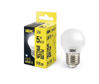 Лампа светодиодная LED 5вт Е27 дневной шар ECO