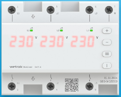 Реле напряжения welrok D6-63 red