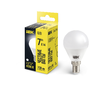 Лампа светодиодная LED 7вт E14 белый матовый шар ECO