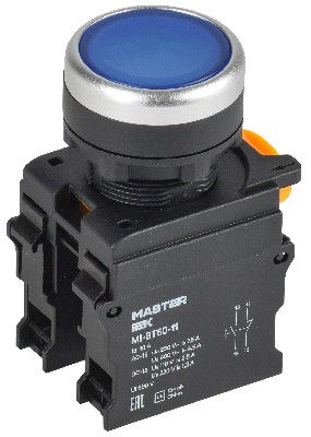 Кнопка d=22мм 1NO+1NC синяя MASTER IEK