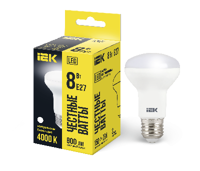 Лампа светодиодная LED рефлекторная 8вт E27 R63 белый ECO