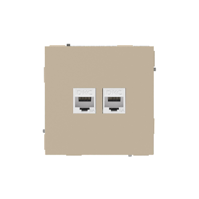 Компьютерная розетка RJ-45 без шторки, кат.6А двойная, KANT, ванильный марципан