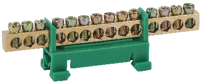 Шина PE Земля в изоляторе типа стойка ШНИ 6х9-14-Д-Зеленый