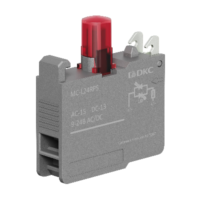 Контактный блок с клеммными зажимами под винт со светодиодом на  9-24В, красный