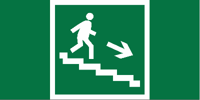 Знак безопасности BL-3015A.E13''Напр. к эвакуац. выходу по лестн. вниз (прав.)''