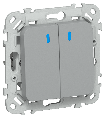 FLITE Выключатель 2-клавишный с индикацией 10А ВС12-1-1-ФлС серый IEK