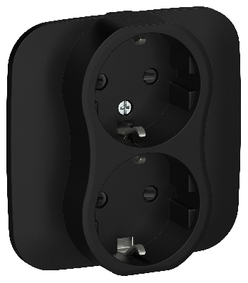 FLITE Розетка 2-местная с заземлением с защитными шторками 16А в сборе РСш12-0-А-ФлЧ черный IEK