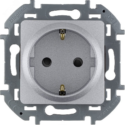 Розетка 2К+З со шторками немецкий стандарт 16 А 250 В~ INSPIRIA алюминий