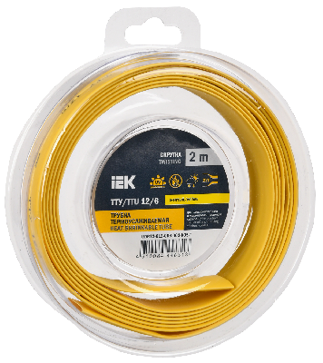 Трубка термоусадочная ТТУ нг-LS 12/6 желтая (2м/упак) IEK
