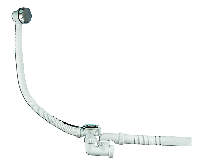 Сифон УНИВЕРСАЛ для ванн с нержавеющими чашками и с жесткой трубой, перелив 70 см