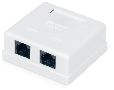 Розетка настенная TERACOM Cat.5E неэкранированная 2 порта RJ-45 Dual IDC белая