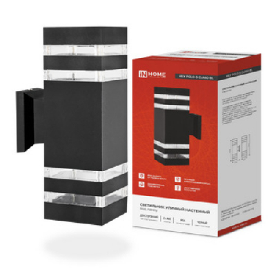 Светильник уличный настенный двусторонний НБУ POLO-S-2хA60-BL алюминиевый черный IP54 IN HOME