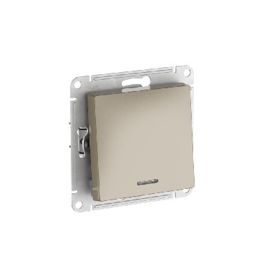 ATLASDESIGN 1-клавишный ПЕРЕКЛЮЧАТЕЛЬ с подсветкой, сх.6а, 10АХ, быстрозажимные клеммы, ШАМПАНЬ