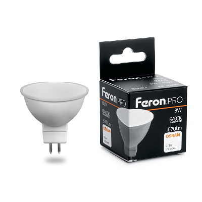 Лампа светодиодная LED 8вт 230в GU5.3 дневной Feron.PRO