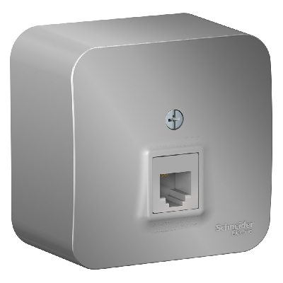 Розетка BLANCA наружная телефонная RJ11, с изолирующей пластиной, алюминий