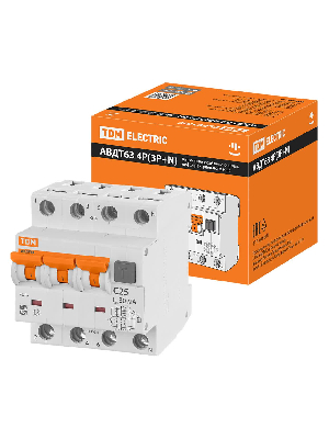 Выключатель автоматический дифференциального тока - АВДТ 63 четырехполюсный C25 30мА