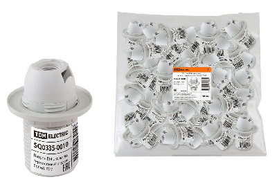 Патрон с кольцом E14 термостойкий пластик белый