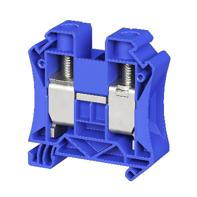 Клемма проходная, винтовой зажим, 2 точки подключения, 35 кв.мм, синяя