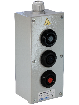 Пост кнопочный ПКУ-15-21.131-54У2 (2хКЕ081/2(1з+1р) черная + 1хКЕ081/2(1з+1р) красная + PG-19)