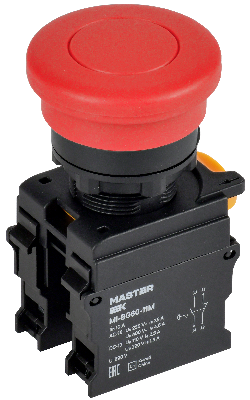 Кнопка ''Грибок'' без фиксац. d - 22 мм 1NO+1NC красная MASTER IEK