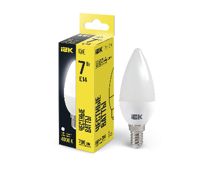 Лампа светодиодная LED 7вт Е14 белый матовая свеча ECO