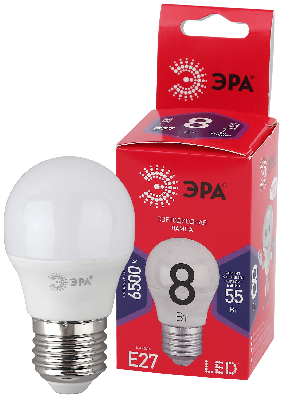 Лампа светодиодная LED 8 Вт 640Лм 6500К шар холодный E27 220-240В LED P45-8W-865-E27 Red Line