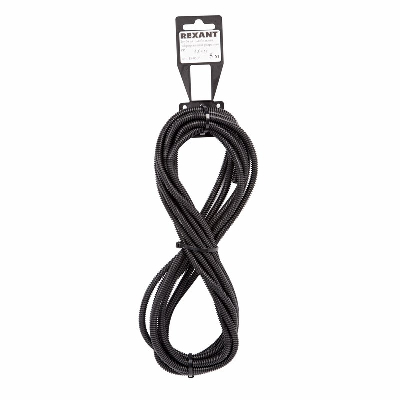 Труба автомобильная гофрированная ПП, 4,6мм, разрезная, бухта 5 м/уп., REXANT