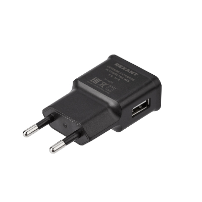 Устройство сетевое зарядное USB, 5V, 2.1 A, черное,