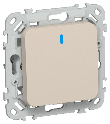 FLITE Выключатель 1-клавишный проходной с индикацией 10А ВС61-1-1-ФлЛ льняной IEK