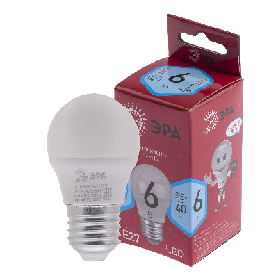 Лампа светодиодная LED 6 Вт 480Лм 4000К шар нейтральный E27 220-240В LED P45-6W-840-E27 Red Line