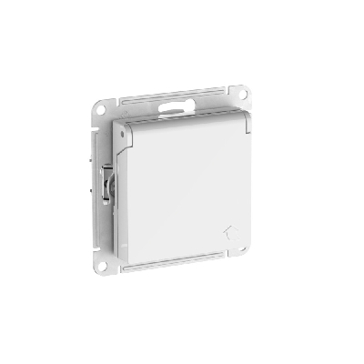 ATLASDESIGN РОЗЕТКА с заземлемлением со шторкой с крышкой, 16А ,IP20, быстрозажимные клеммы, БЕЛЫЙ