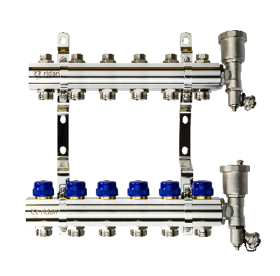 Коллекторная группа FHF-6R set 6 контуров 1' х 3/4' c воздухоотводчиками и кронштейнами