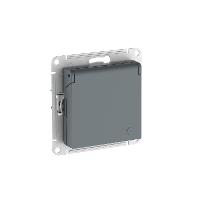 ATLASDESIGN РОЗЕТКА с заземл. со шторк. с крышкой,16А,IP20,мех., быстрозажимные клеммы, ГРИФЕЛЬ