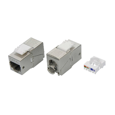 Модуль Keystone RJ45 CAT6A экранированный (STP)   180 градусов серебристый