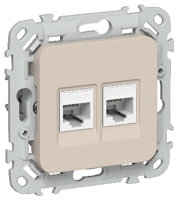 FLITE Розетка 2-местная компьютерная RJ45 категория 5Е UTP РК5е-2-0-ФлЛ льняной IEK