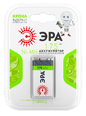 Батарейка 9V-1BL 175mAh (10/80/5600)