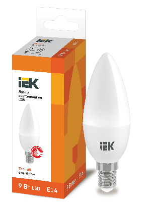 Лампа светодиодная LED 9вт Е14 тепло-белый матовая свеча ECO