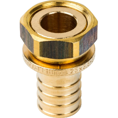 Переходник 25х3/4'ВР с накидной гайкой, аксиальный, латунь