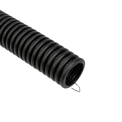 Труба гофрированная из ПНД, с зондом, черная, 16 мм (бухта 100 м/уп), REXANT